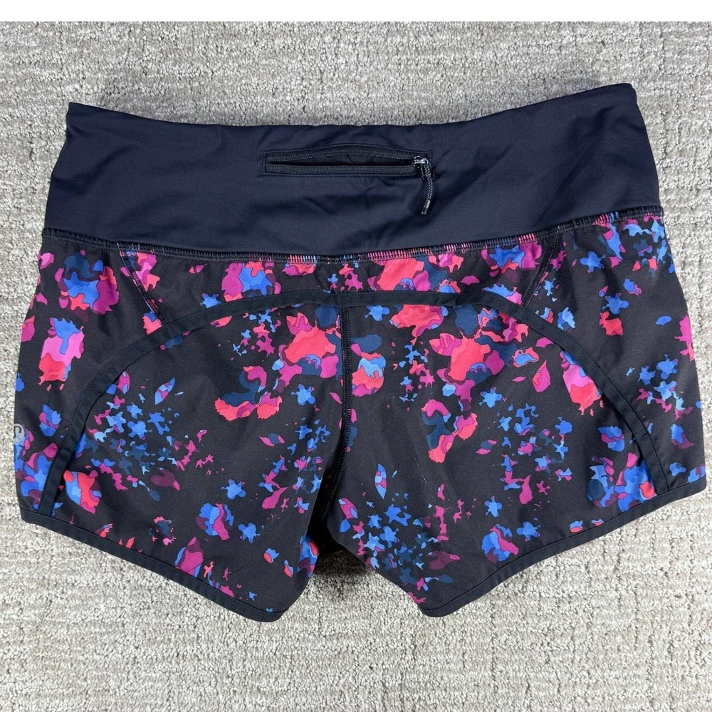 Lululemon Speed Up Running Shorts Low Rise Lined Multi Splatter Black 6 Women